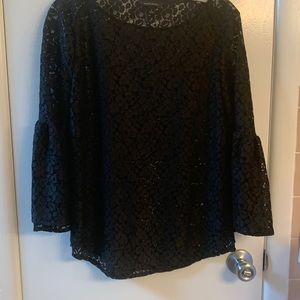Black lace top with flared sleeves